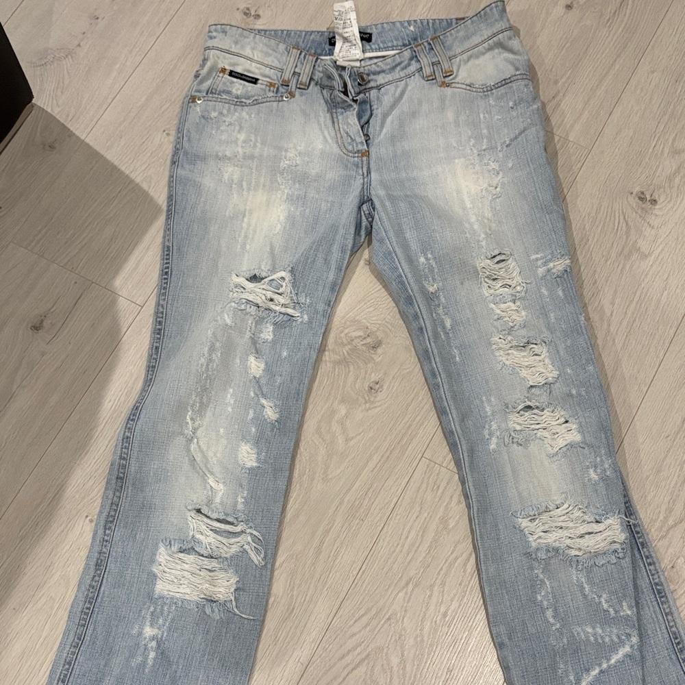 Dolce & Gabbana Light Blue Distressed Boyfriend Jeans